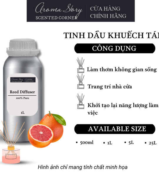 Tinh Dầu Khuếch Tán Giá Lít Aroma Story Hương Vỏ Bưởi Hồng (Grapefruit) - Dùng Để Làm Thơm Phòng, Không Gian Sống