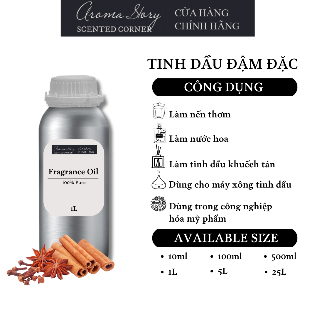 Tinh Dầu Đậm Đặc Aroma Story Hương Vỏ Quế (Cinnamon) - Dùng Để Làm Nến Thơm, Nước Hoa, Tinh Dầu Khuếch Tán, Máy Xông