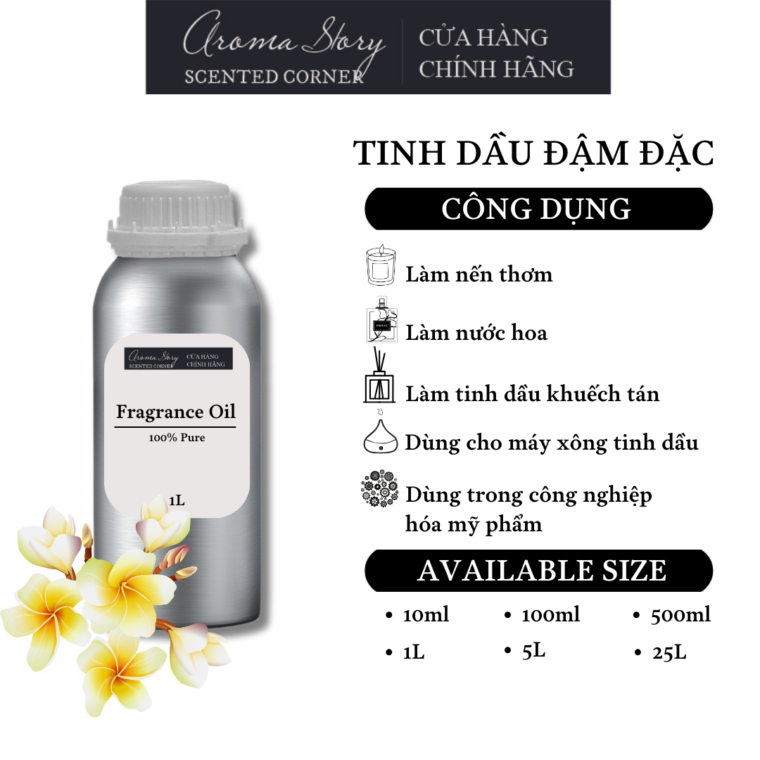 Tinh Dầu Đậm Đặc Aroma Story Hương Hoa Sứ Trắng  - Dùng Để Làm Nến Thơm, Nước Hoa, Tinh Dầu Khuếch Tán, Máy Xông