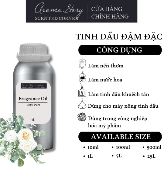 Tinh Dầu Đậm Đặc Aroma Story Hương Hoa Hồng Trắng - Dùng Để Làm Nến Thơm, Nước Hoa, Tinh Dầu Khuếch Tán, Máy Xông