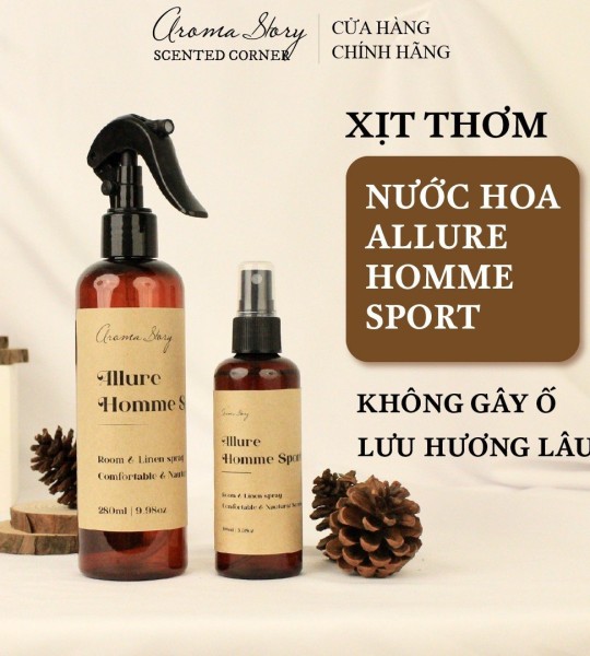 Xịt Thơm Phòng, Quần Áo Hương Nước Hoa Chanel Allure Homme Sport Aroma Story Size 30ml/100ml/280ml