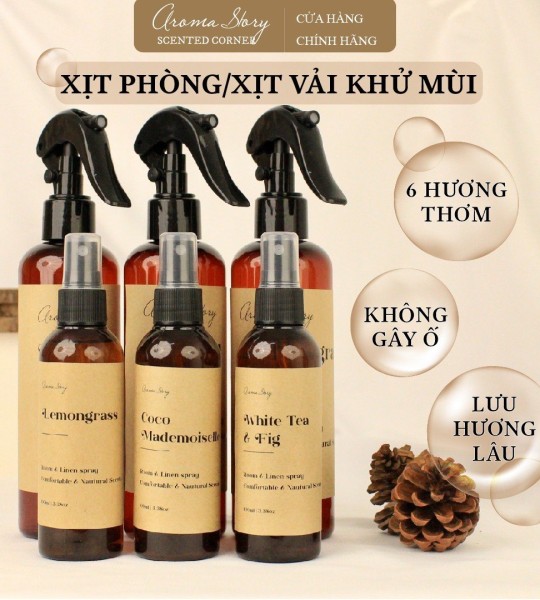 Xịt Thơm Phòng, Quần Áo Nhiều Hương Thơm Aroma Story Size 30ml/100ml/280ml