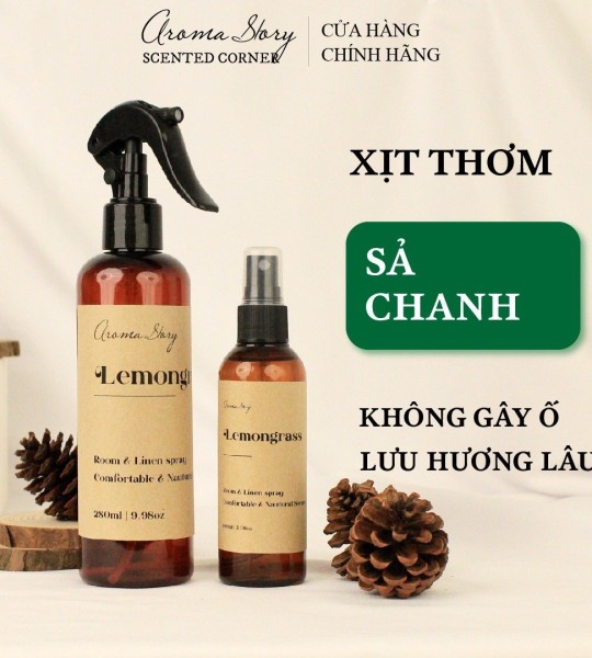 Xịt Thơm Phòng, Quần Áo Hương Sả Chanh Lemongrass Aroma Story Size 30ml/100ml/280ml