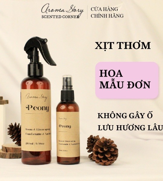 Xịt Thơm Phòng, Quần Áo Hương Hoa Mẫu Đơn Peony Aroma Story Size 30ml/100ml/280ml