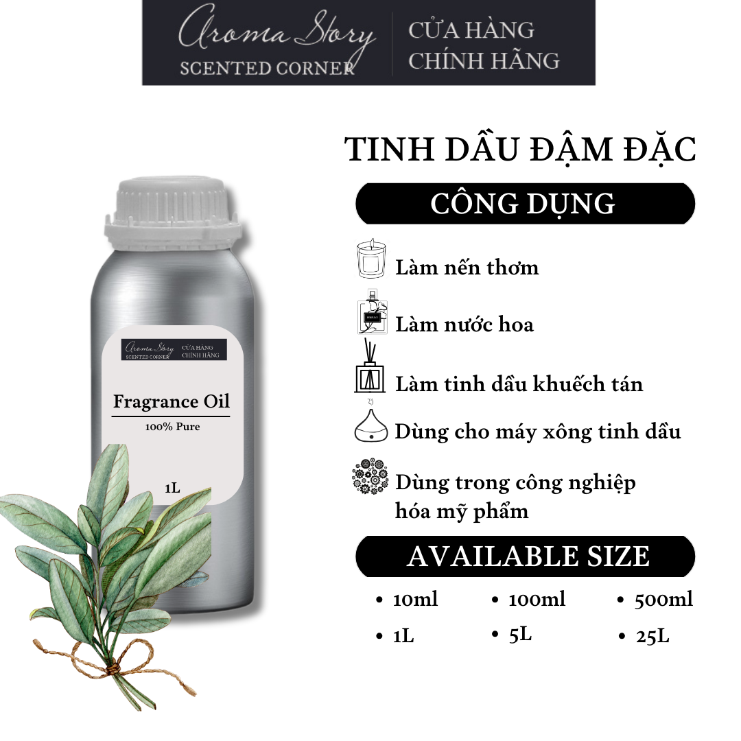 Tinh Dầu Đậm Đặc Aroma Story Hương Xô Thơm (Đơn Sâm) - Dùng Để Làm Nến Thơm, Nước Hoa, Tinh Dầu Khuếch Tán, Máy Xông